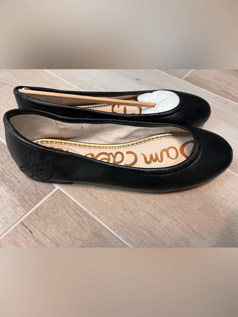 Sam Edelman Black Leather Fritz Women's Ballet Flat - Picture 3 of 4